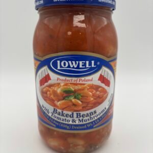 Lowell baked beans with tomato and mushrooms
