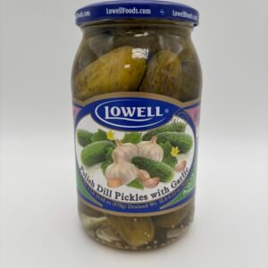 Lowell polish dill pickles with garlic