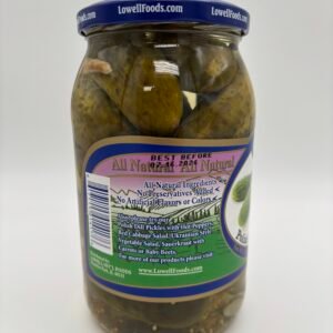 Alternative view of Lowell polish dill pickles with garlic