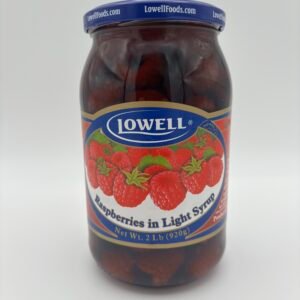 Lowell raspberries in light syrup