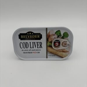 Alternative view of Belveder cod liver in own oil and juices