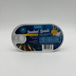 Alternative view of vavel smoked sprats in oil winter